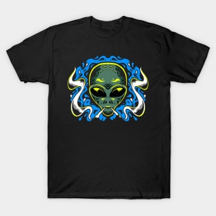 Alien smoking blue T-Shirt